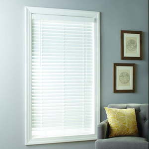 lot 54426 image: Better Homes & Gardens 2 Cordless Faux Wood Blinds, White  (39 x 64)
