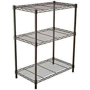 lot 43245 image: 3-Shelf Adjustable Heavy Duty Storage Shelving Unit (250 lbs loading capacity per shelf) Steel Organizer Wire Rack Black (23.3L x 13.4W x 30H)