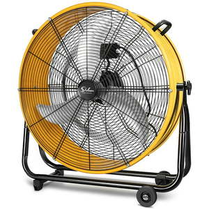 lot 33177 image: Simple Deluxe HIFANXDRUM24 24 Inch Heavy Duty Metal Industrial Drum Fan 3 Speed Air Circulation for Warehouse Greenhouse Workshop Patio Factory and Basement - High Velocity Yellow 1-Pack