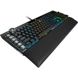lot 33178 image: CORSAIR - K100 RGB Full-size Wired Mechanical Cherry MX SPEED Switch Gaming Keyboard with Elgato Stream Deck Software Integration - Black