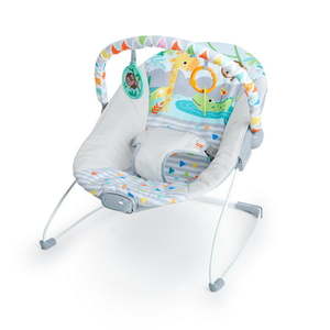 lot 33193 image: Bright Starts Vibrating Bouncer Seat with Toy Bar - Safari Fun