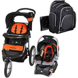 lot 33210 image: Baby Trend Expedition jogger Travel System, Millennium orange wDiaper Bag Value Bundle