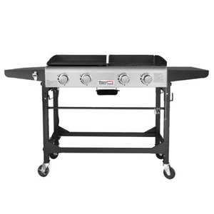 lot 13204 image: Royal Gourmet GD401 4-Burner Portable Flat Top Gas Grill and Griddle Combo with Folding Legs