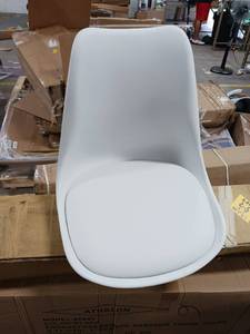 lot 13210 image: 4 Shell Chairs with padded seat. White