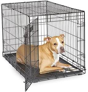 lot 23215 image: MidWest Homes for Pets Newly Enhanced Single & Double Door iCrate Dog Crate, Includes Leak-Proof Pan, Floor Protecting Feet , Divider Panel & New Patented Features