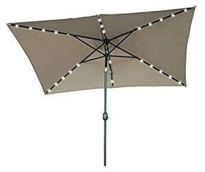 lot 23219 image: Trademark Innovations Rectangular Solar Powered LED Lighted Patio Umbrella, 10 x 6.5, Tan (B00S5F97V0)
