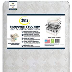 lot 69112 image: Serta Tranquility Eco Firm Crib Mattress in Tan