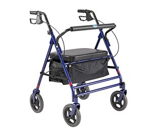 lot 69130 image: Invacare Bariatric Rollator, 500 lb. Weight Capacity, Flip-Up Padded Seat, 66550, Blue