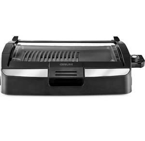lot 69135 image: CRUX Smokeless Indoor BBQ Grill with Viewing Window, Faster Preheat, Large 10x14 Grill Surface for Family Sized Meals, Healthy-Eco Non-Stick Coating &amp Dishwasher Safe Parts for Easy Clean Up, Black