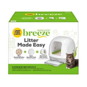 lot 69138 image: Purina Tidy Cats Hooded Litter Box System Breeze Hooded System Starter Kit Litter Box Litter Pellets & Pads
