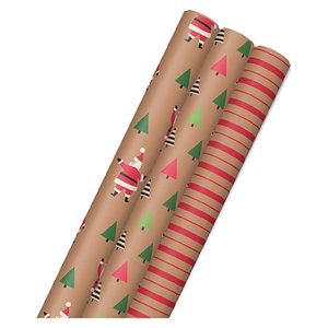 lot 126004 image: Hallmark Assorted Colors Christmas Gift Wrap Paper 3 Rolls 90 Total Sq.ft