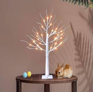 lot 127018 image: KPCB 30LED Artificial Tree for Halloween Room Dcor Aesthetic Modern Ornament Tree Lamp 2.3FT White Birch Tree for Wedding, Party, Holiday