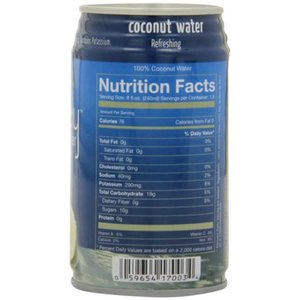 lot 136003 image: Blue Monkey 100% Natural Coconut Water, 11.2-Ounce (Pack of 24) (Packaging May Vary)