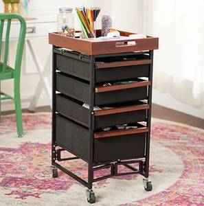 lot 43706 image: Oasis Collapsible Multi-Drawer Storage Cart w Removable Tray