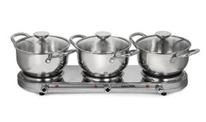 lot 43710 image: Kalorik� Triple Burner Buffet Set, Stainless Steel