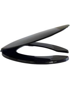 lot 43715 image: Lot of 4 Centoco Elongated Plastic Toilet Seat, Open Front with Cover, Heavy Duty Hinge, Regular Duty Residential or Light Weight Commercial Use, Black, (DSAZ620-407)