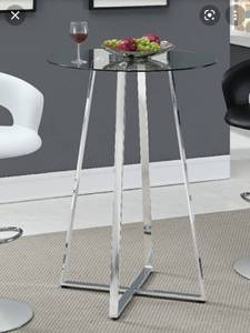 lot 36 image: Chrome Coaster Glass Top Bar Table BASE ONLY BASE ONLY