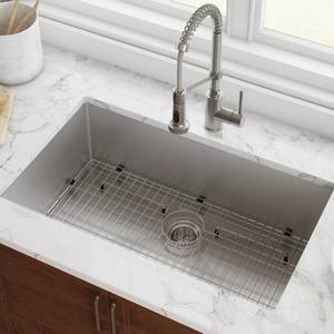 lot 40 image: Kraus 32 Inch Rectangular Undermount Single Bowl Stainless Steel Kitchen Sink