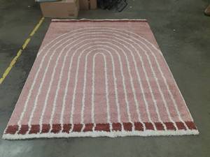 lot 51 image: 5ft x 7ft Pink and Red and White Shag Area Rug
