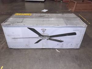 lot 61 image: Edgewood 72 inch IndoorOutdoor Ceiling Fan with Dark Walnut Blades - Brushed Nickel - Brushed Nickel- Retail$329.98