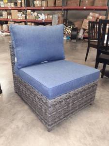 lot 67 image: Outdoor Patio Chair with Blue Cushions