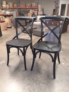 lot 71 image: PAIR of Black Stackable X Back Dining Chairs