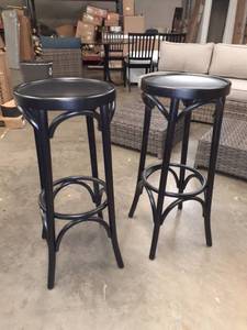 lot 72 image: PAIR of Black Bohemian Style Barstools
