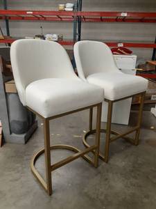 lot 75 image: PAIR of Creme and Gold Barstools