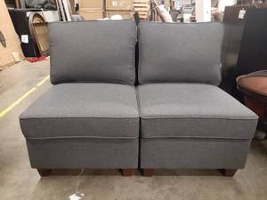 lot 81 image: 2 Pieces of a Grey Modular Sectional Sofa