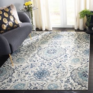lot 90 image: SAFAVIEH Madison Hope Floral Paisley Area Rug CreamLight Grey 5ft x 7ft 6in