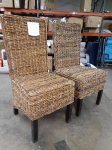 lot 97 image: PAIR of Safavieh Artisan Woven Dining Chairs