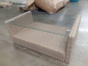 lot 102 image: Glass Top Patio Coffee Table