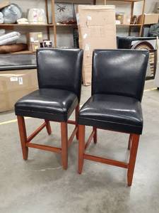 lot 105 image: PAIR of Faux Leather Counter Height Chairs