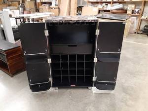 lot 106 image: Black Bar Cabinet with Faux Marble Top