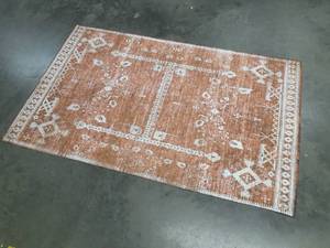lot 108 image: Modern Design Orange and White 3ft x 5ft Area Rug