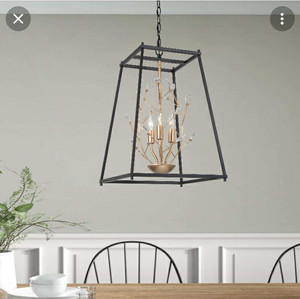 lot 118 image: Modern Geometric 3-light Crystal Lantern Chandelier for Dining Room- Retail$226.99