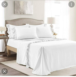 lot 139 image: Lush Decor Reyna Ruffle Sheet Set King White