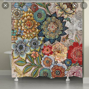 lot 170 image: Bohemian Whimsy Shower Curtain RETAIL $88