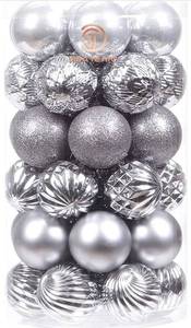 lot 30918 image: Sea Team 41-Pack - Christmas Ball Ornaments with Strings, 60mm2.36-Inch Medium Size Baubles, Shatterproof Plastic Christmas Bulbs, Hanging Decorations for Xmas Tree, Holiday, Wedding, Party, Grey