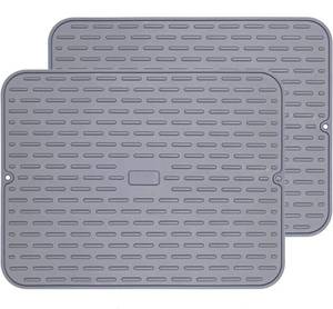 lot 30930 image: Silicone Dish Drying Mat -Large 17.5 x 15.5 - Set of 2 Flexible Rubber Drying Mat, Heat Resistant Silicone Trivet, Counter Top Mat, Dish Draining Mat, Sink Mat