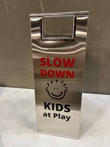 lot 30942 image: Kids at Play Safety Sign, Stainless Steel by Jolli Designs