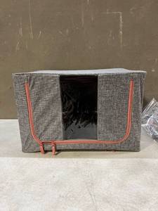 lot 30947 image: Storage Bins,Large Capacity Clothes Storage Bags,Foldable Closet Organizers,Strong Metal Frame and Base Plate Support,Cotton linen storage box (66L and 100L) Lot of 2