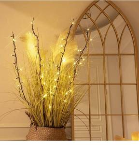 lot 37343 image: EAMBRITE 30 48LT Brown Branch Lighted Willow Branch Battery Powered for Home Bedroom Deco, 3 Pack