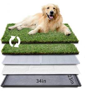 lot 38611 image: HQ4us Dog Grass Pad with Tray, Large (3423), Pee pad, with Middle Grate, Potty Training