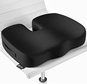 lot 38618 image: Seat Cushion Pillow for Office Chair - Memory Foam Firm Coccyx Pad - Tailbone, Sciatica, Lower Back Pain Relief