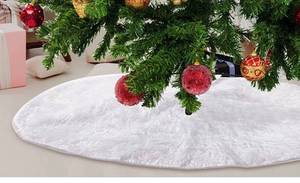 lot 38619 image: Christmas Tree Skirt White, 48 Inch Snowy White Faux Fur