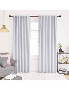 lot 32578 image: Deconovo Blackout Curtains Back Tab and Rod Pocket, Thermal Insulated Curtain Penels for Sliding Door, 52x108 Inch, Greyish White, 2 Panels