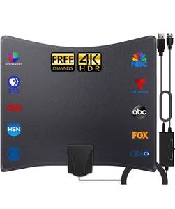 lot 32579 image: TV Antenna - Amplified HD Digital Indoor TV Antenna 380 Miles Long Range - Compatible 4K 1080p Fire tv Stick and All Older TVs with Amplifier Signal Booster