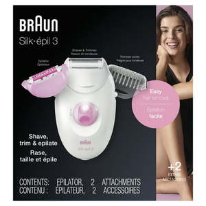 lot 32588 image: Braun Silk-epil 3 3-270 Epilator for Women for Long-Lasting Hair Removal WhitePink