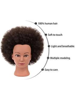 lot 32612 image: Upgrade Afro Hair Mannequins Head with 100% Human Hair Cosmetology Training Head Manican Manikin Doll Head for Hair Styling with Stand Kinky Curly Hair Head Beauty School Students (Natural Color)